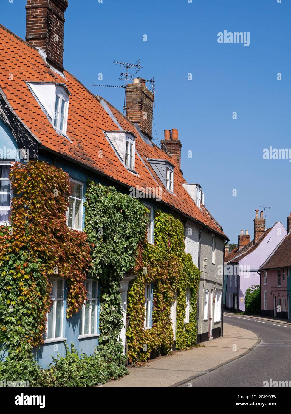Picturesque Street of Period and Colourful Heritage Properties, in the Market Town of Bungay, Suffolk, England, UK Stock Photo
