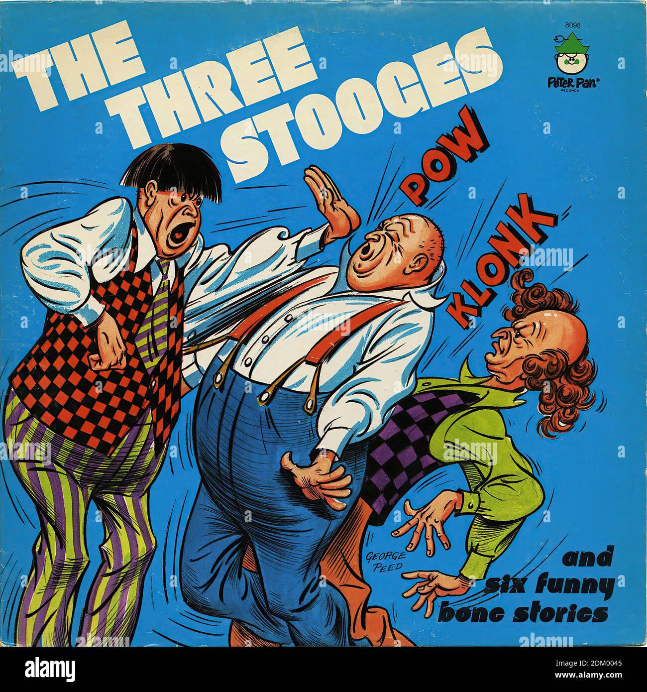 The Three Stooges and Six Funny Bone Stories - Vintage Record Cover Stock Photo