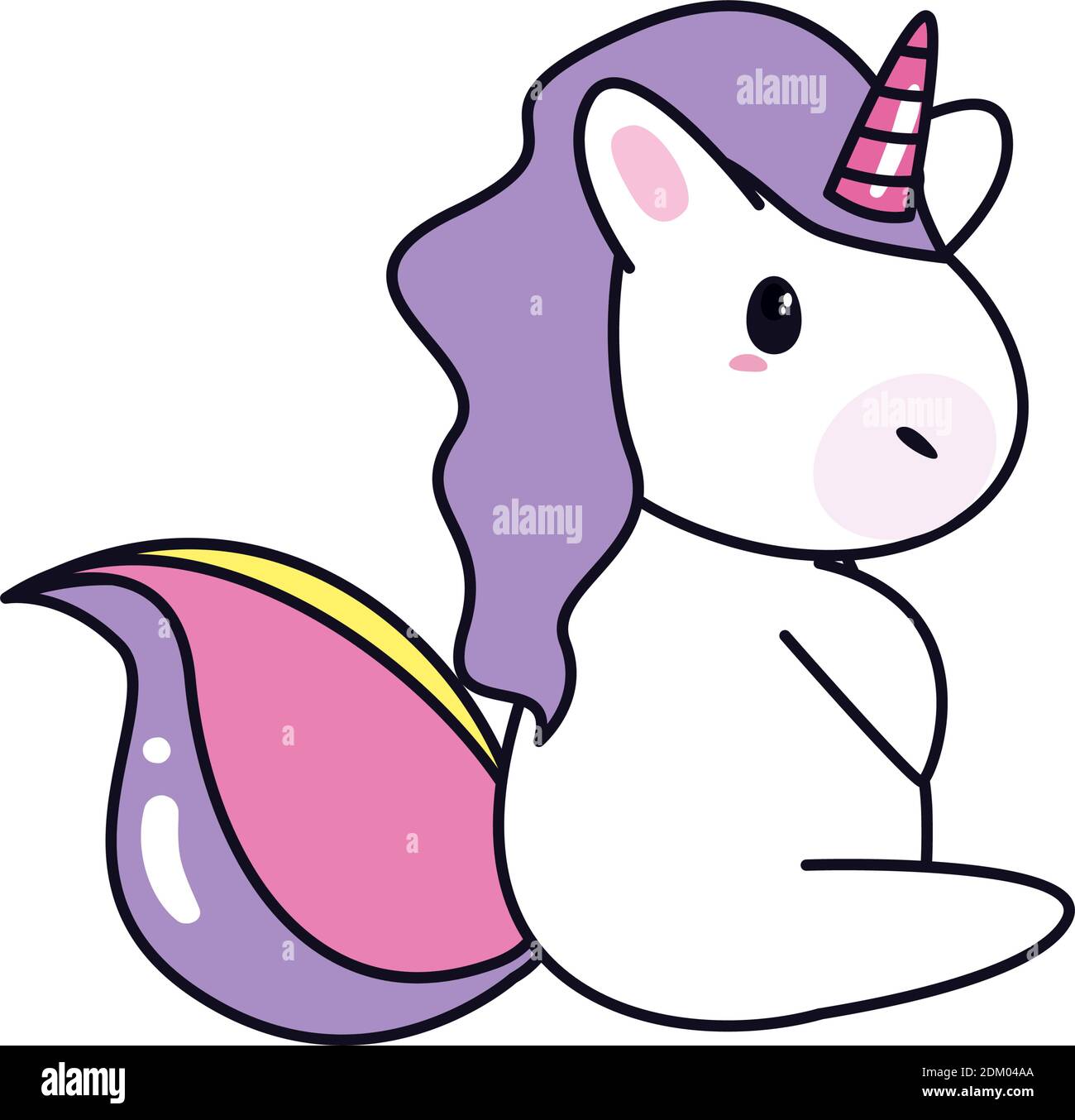 Unicorn Horse Cartoon With Purple Hair Design Magic Fantasy Fairytale