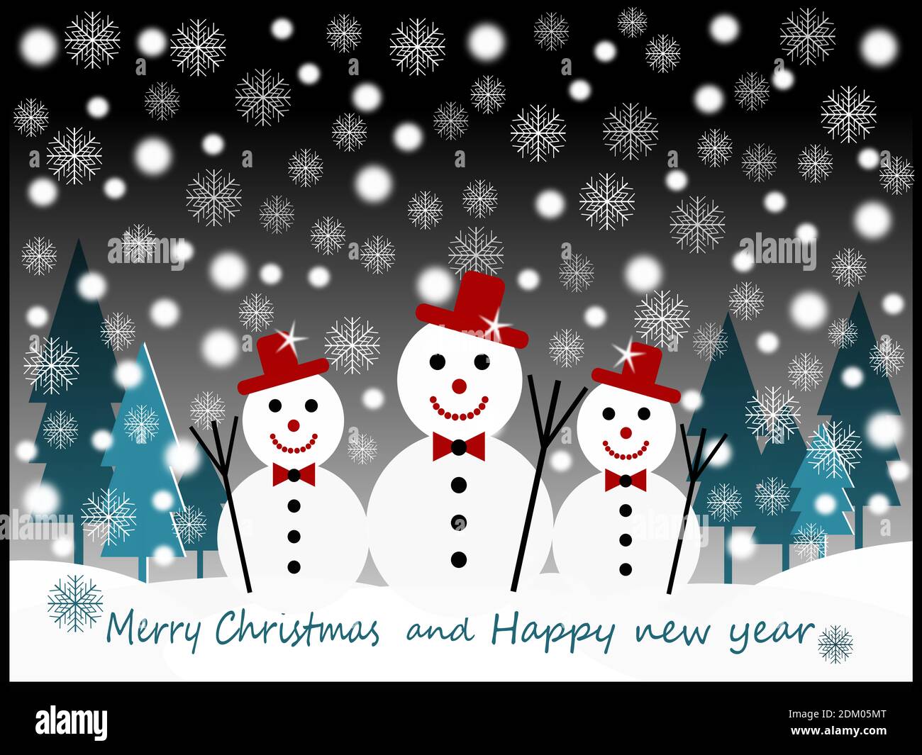 Merry Christmas and Happy New Year Card Design. Postcard design with ...