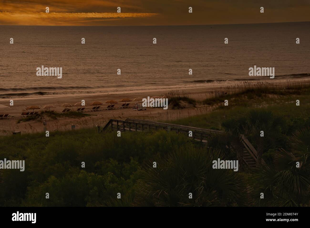Sunset on Amelia Island beach and the Atlantic Ocean, in Florida Stock Photo