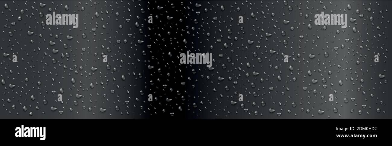 Realistic drops of water on a black background - Vector illustration ...