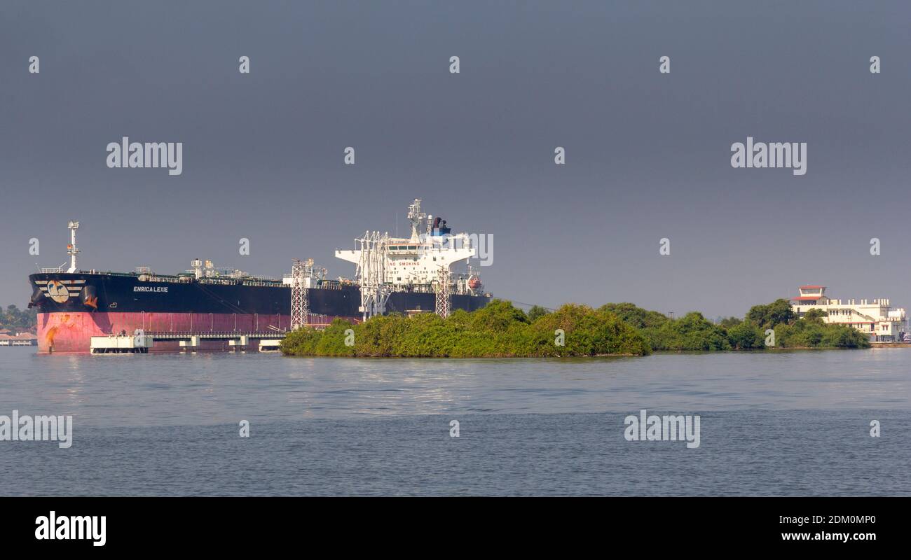 INDIA PORT COCHIN KOCHI KERALA OIL TANKER VESSEL ENRICA LEXIE OFF