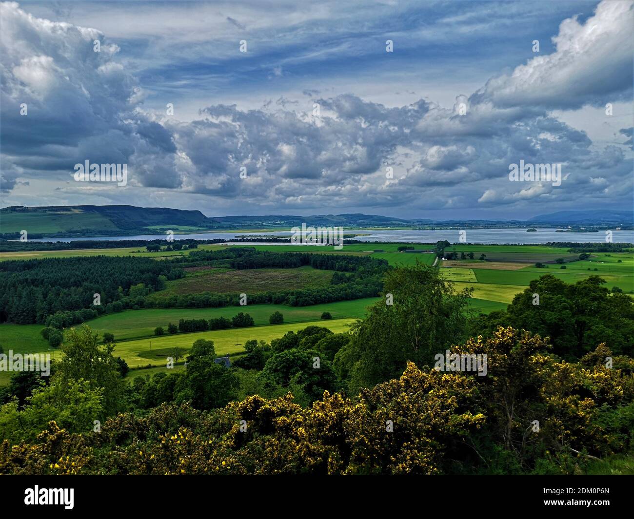 A view toward Loch Leven and Benarty Hill from the slopes of the Bishop Hill in Kinross-Shire, Scotland. Stock Photo