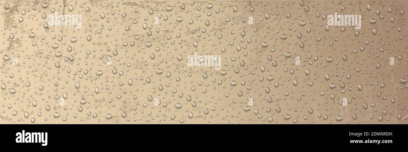 Realistic drops of water on a yellow background - Vector illustration ...
