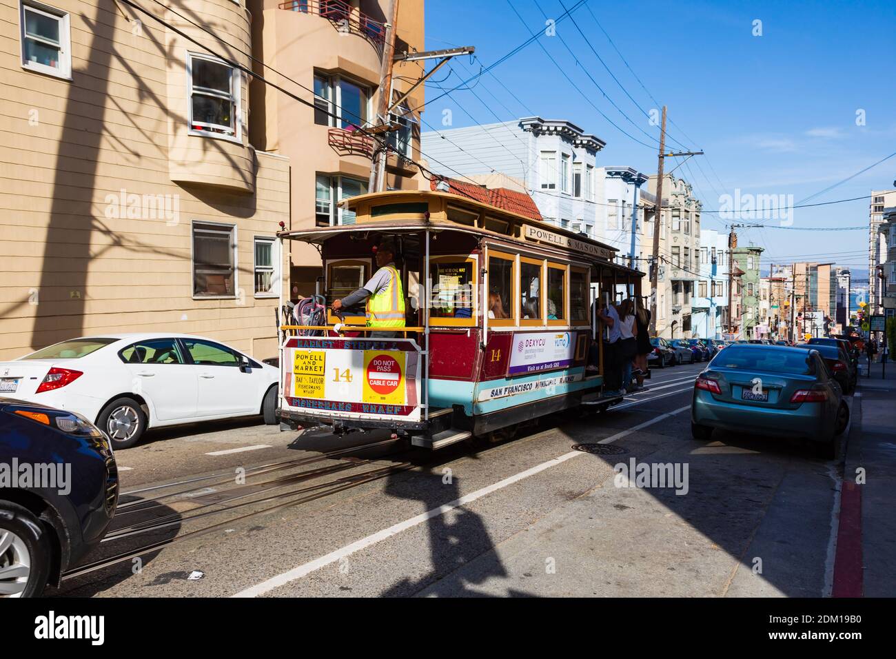 Powell and Mason cable car, San Francisco, California, United States of America Stock Photo
