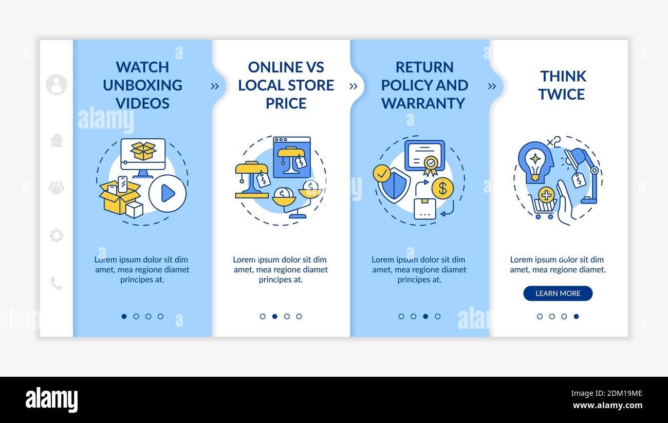 Informed shopper advices onboarding vector template Stock Vector