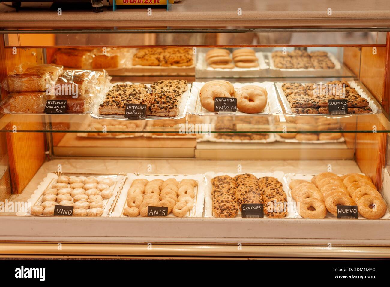 Bakery pastry counter display in Spain Stock Photo Alamy