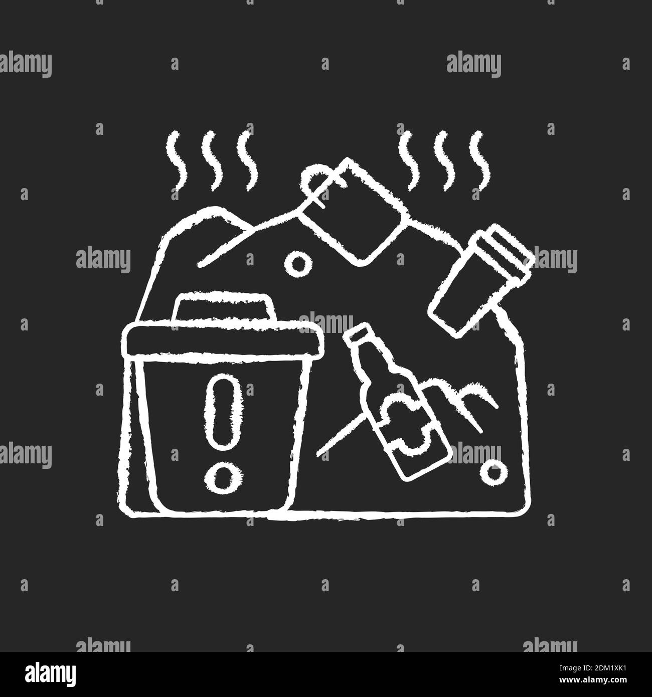 Biosphere extinction chalk white icon on black background Stock Vector