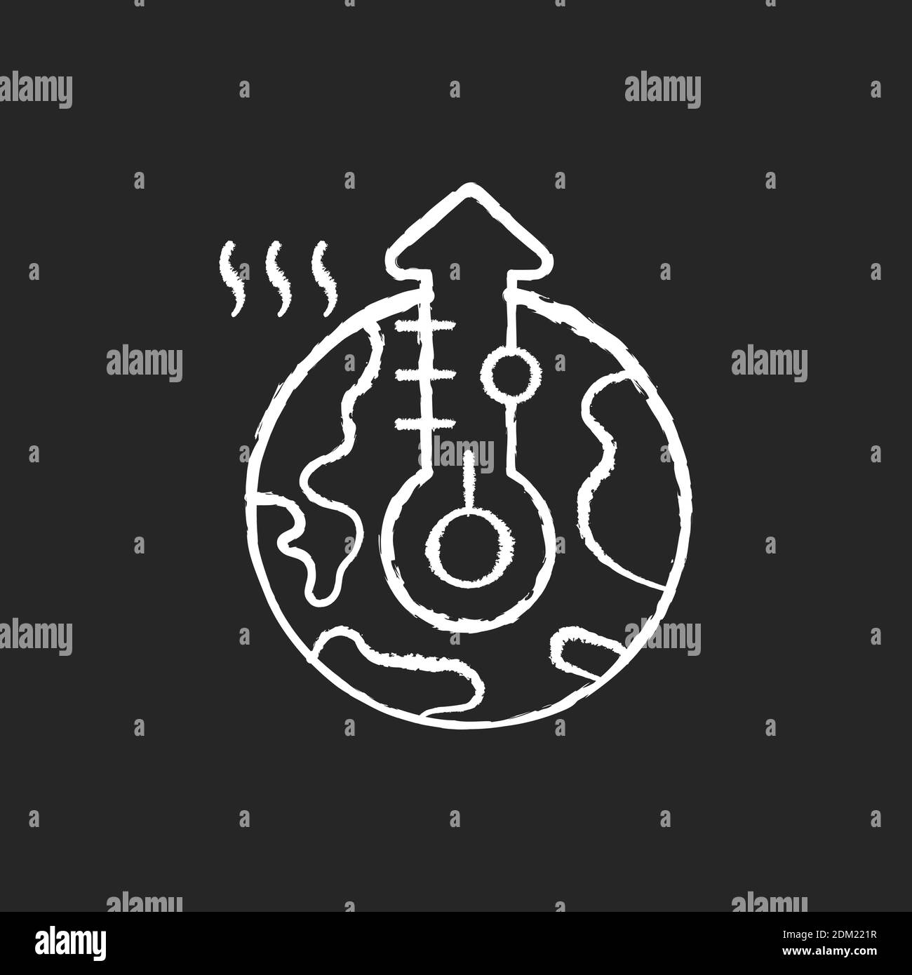Global warming chalk white icon on black background Stock Vector