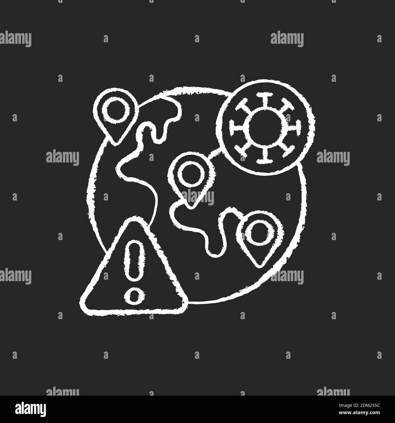 Mass diseases chalk white icon on black background Stock Vector