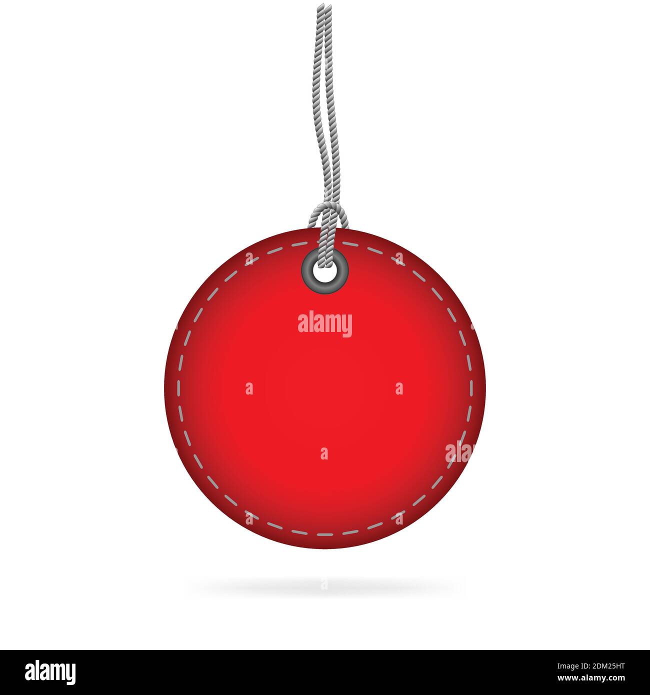 Round blank red sale tag label with string, 3d vector illustration