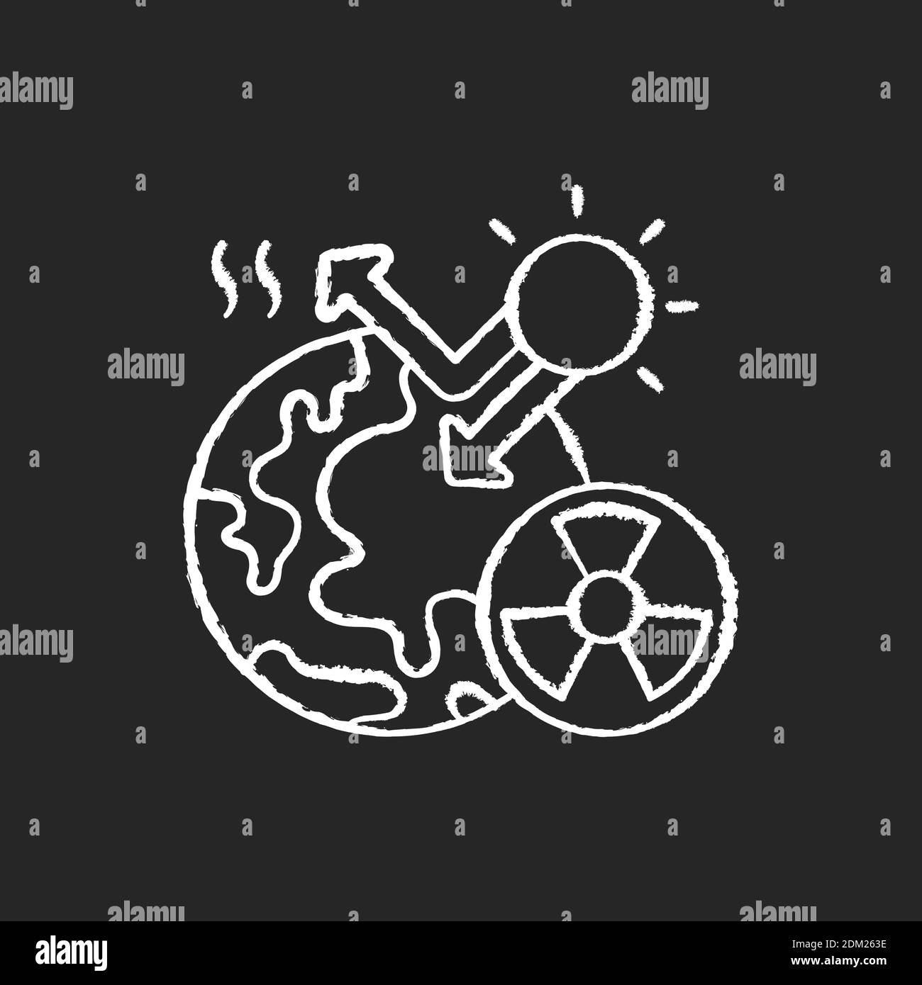 Radiative forcing chalk white icon on black background Stock Vector