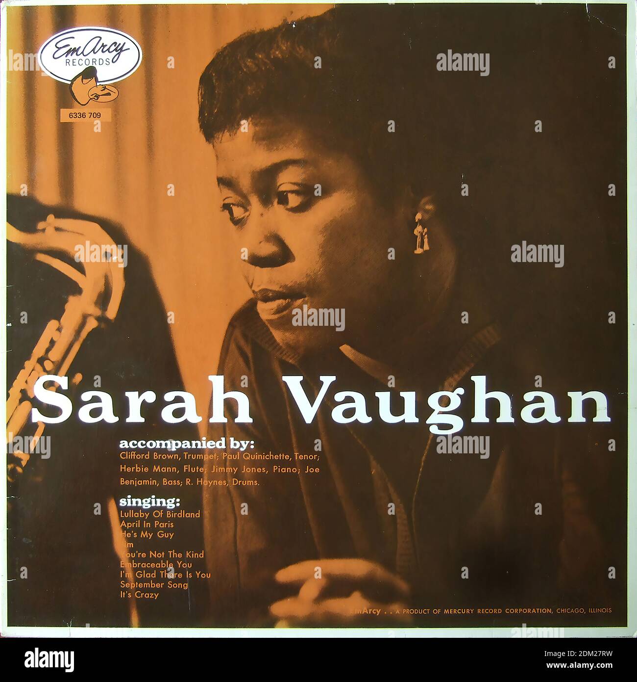 Sarah Vaughan - With Clifford Brown Sextet - Vintage vinyl album cover Stock Photo