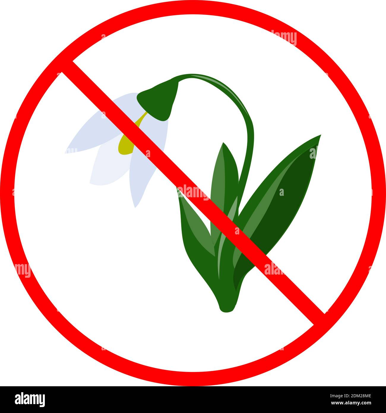Stop do not pluck flowers sign. Illustration symbol icon Stock Vector