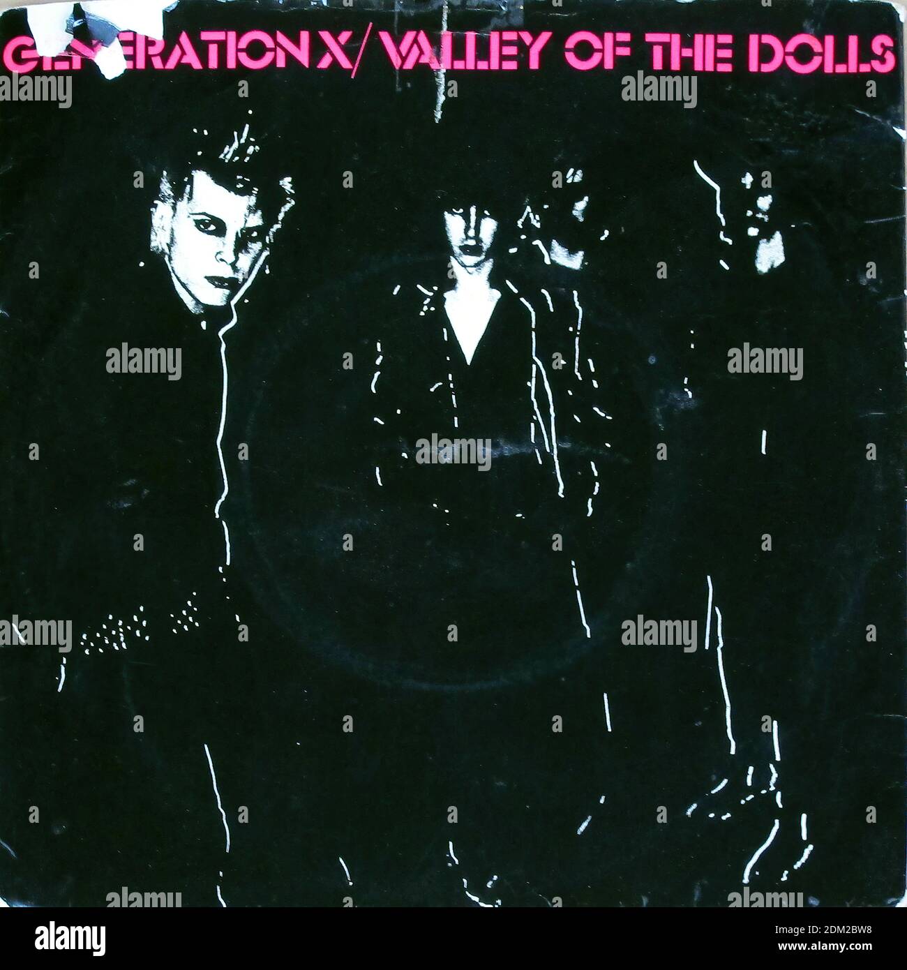 GENERATION X VALLEY OF THE DOLLS   SHAKIN' ALL OVER COLOURED VINYL BILLY IDOL 7  45RPM PS SINGLE VINYL  - Vintage Vinyl Record Cover Stock Photo