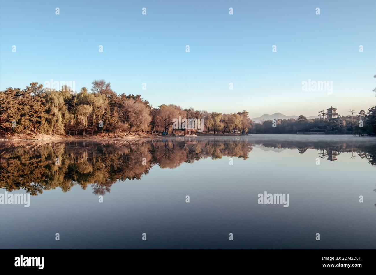 Golden Mountain, Chenghu Lake, Chengdu Mountain Resort (aka Escaping-the-heat Imperial Villa), Chengde 承德, Hebei, China Stock Photo