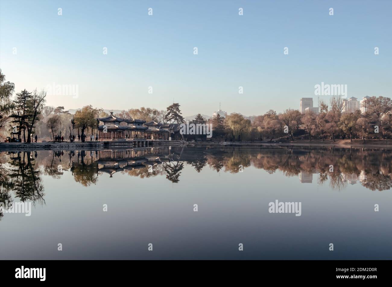 Shuixin Pavilion on Lower Lake, Chengdu Mountain Resort (aka Escaping-the-heat Imperial Villa, aka Summer Resort), Chengde 承德, Hebei, China Stock Photo