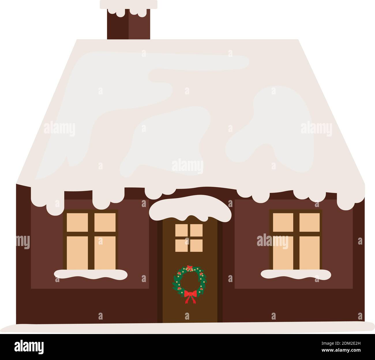 Isolated wooden house icon with snow on its roof. Vector illustration ...