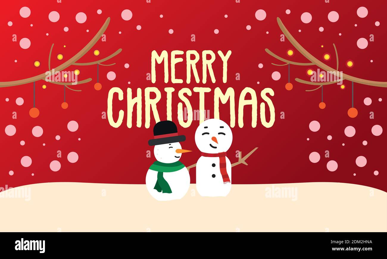 Merry christmas banner with a snowmen - Vector illustration Stock ...