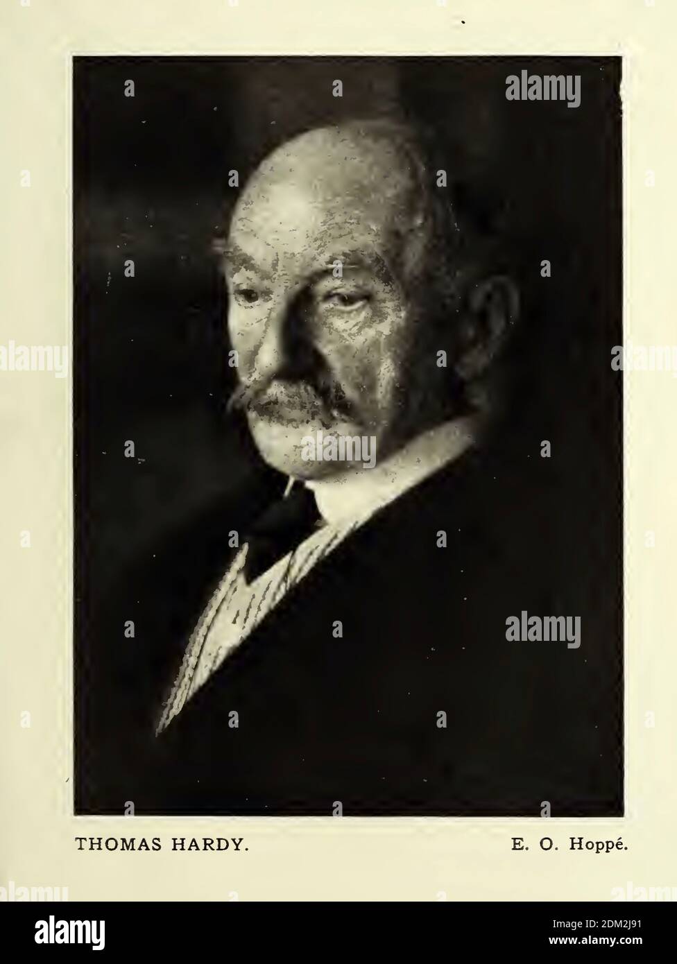 Vintage photograph of the English novelist and poet Thomas Hardy taken by E.O.Hoppe in Dorset, Thomas Hardy is elderly when photograph is taken. Stock Photo