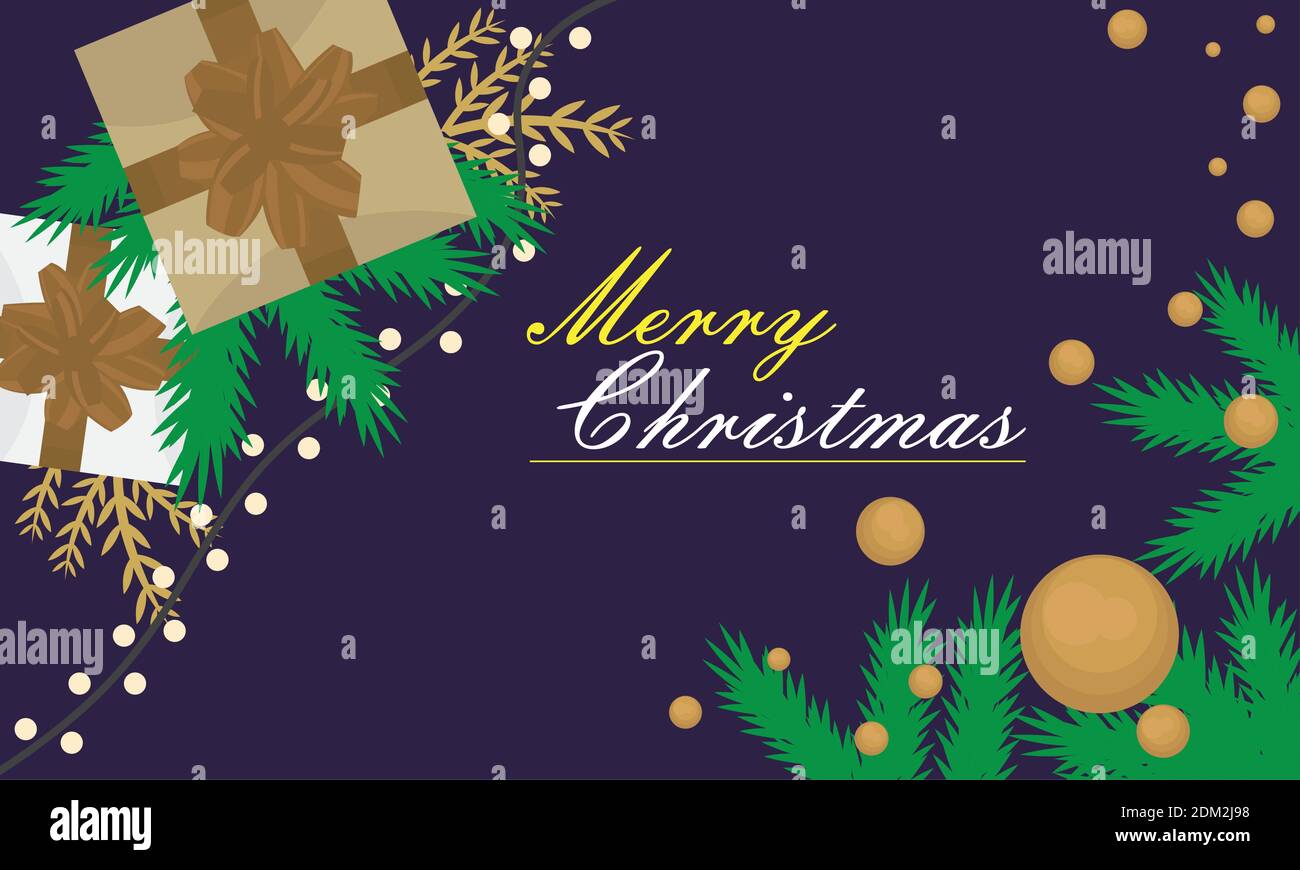 Merry christmas banner with gift boxes - Vector illustration Stock ...