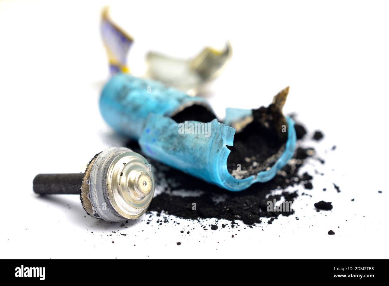 disassembled AA battery close up on a white background image Stock ...