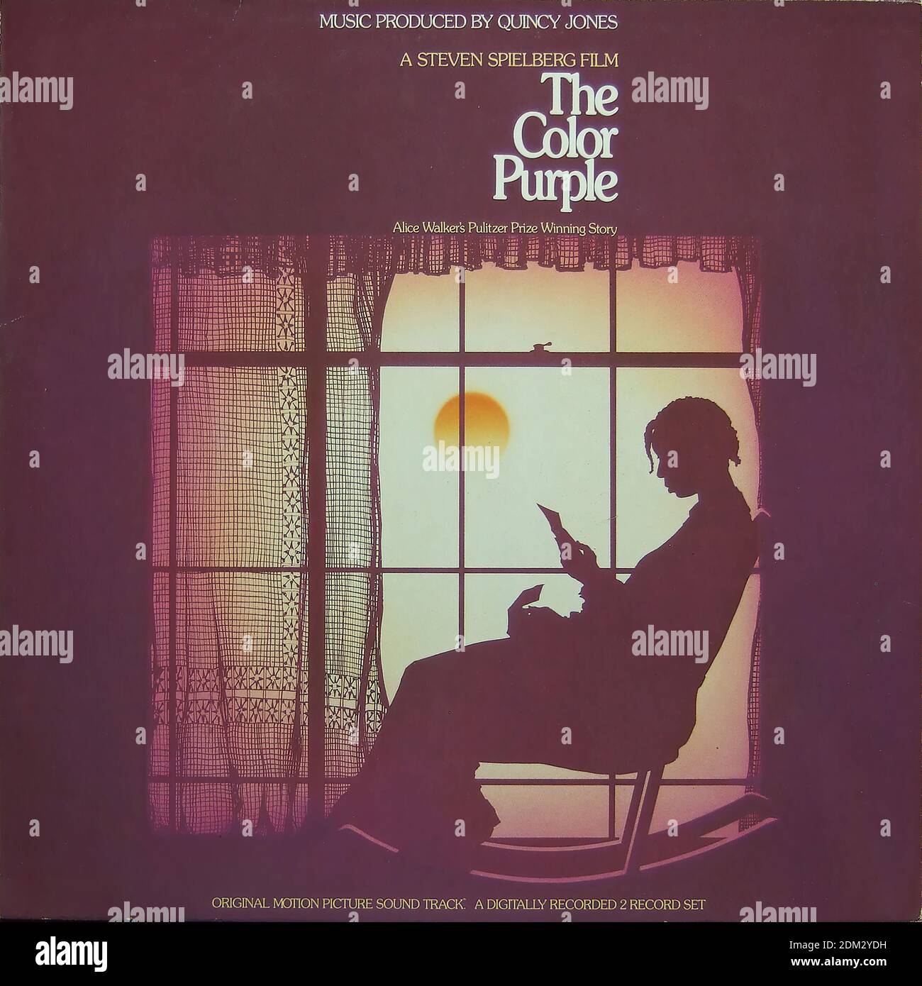 The Color Purple - Quincy Jones, Steven Spielberg Film, Original Motion Picture Soundtrack, Digital 2Lp - Vintage vinyl album cover Stock Photo