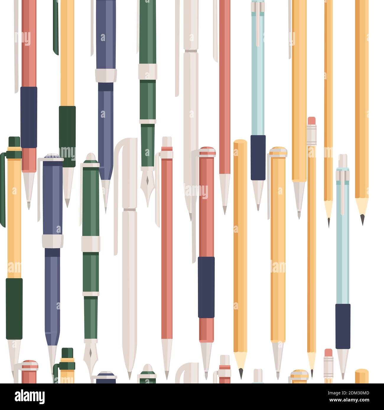 Seamless pattern collection of office or school supply pen and pencils ...