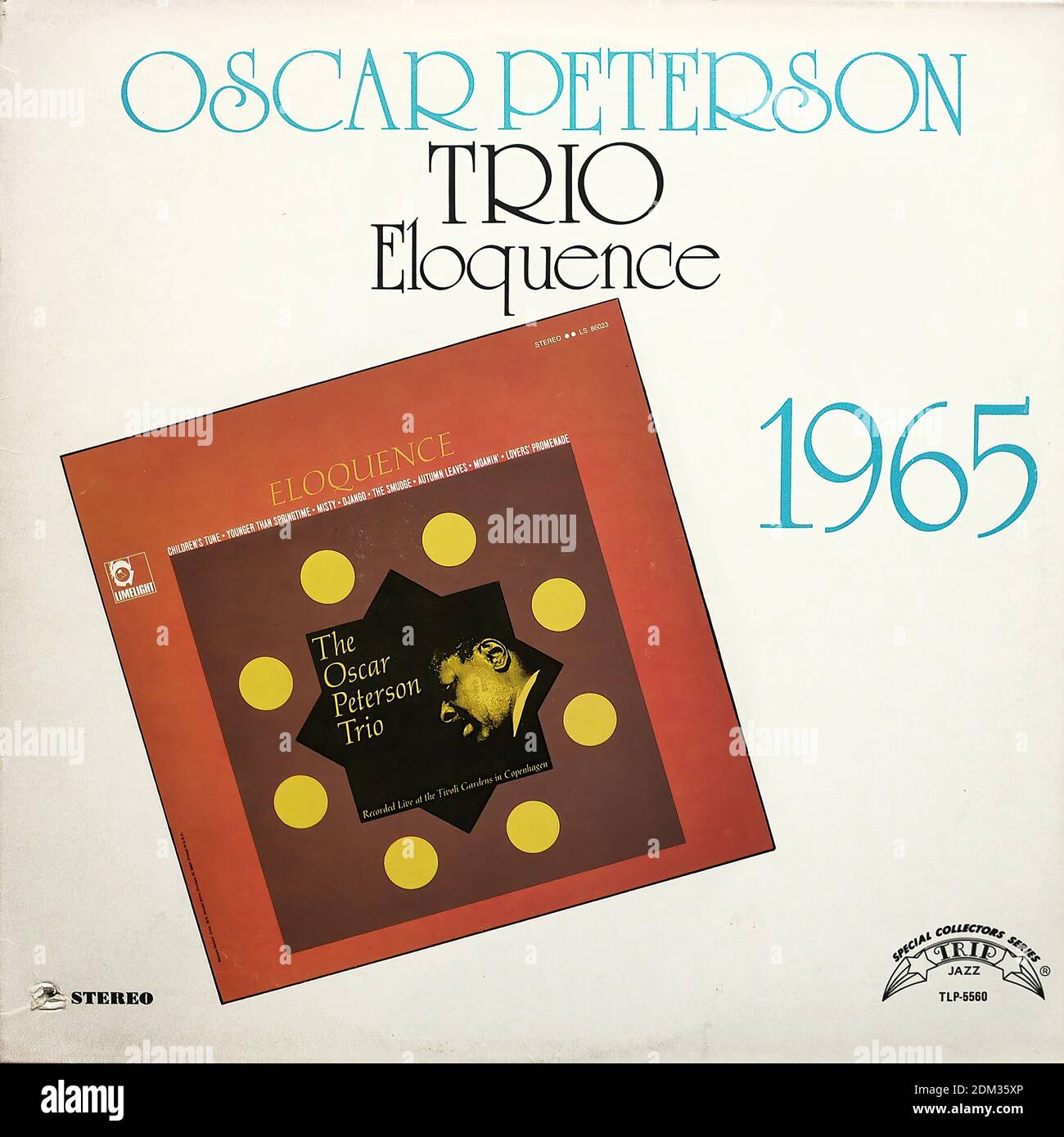 Oscar Peterson Trio (Oscar Peterson, Ray Brown, Ed Thigpen) - Eloquence, Live in Copenhagen 1965, Trip Jazz, Special Collectors Series TLP-5560  - Vintage vinyl album cover Stock Photo