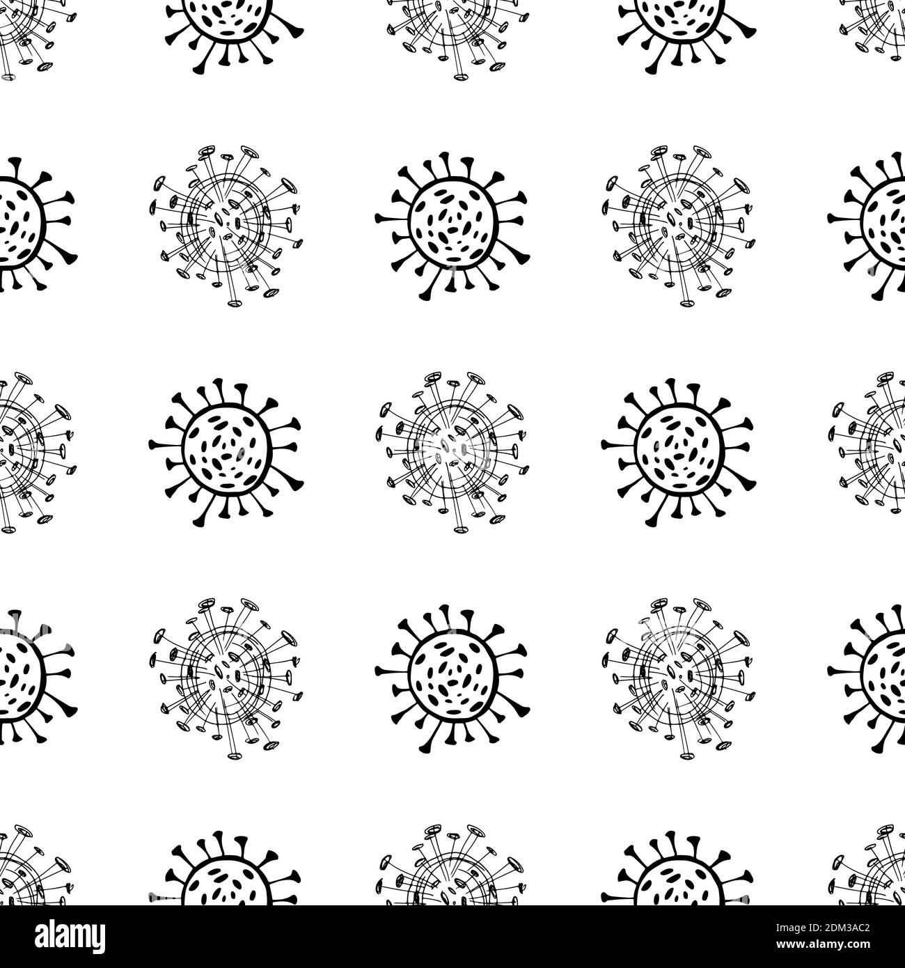 Seamless pattern of coronavirus microbes. Coronavirus 2019-nCoV. Doodle ...
