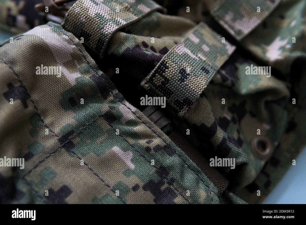 A closeup shot of camouflage military gear Stock Photo