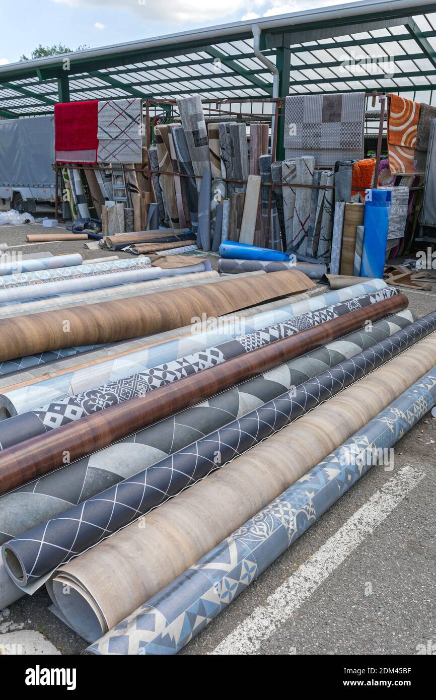 Many Different Pattern Vinyl Flooring Rolls Selection Stock Photo Alamy