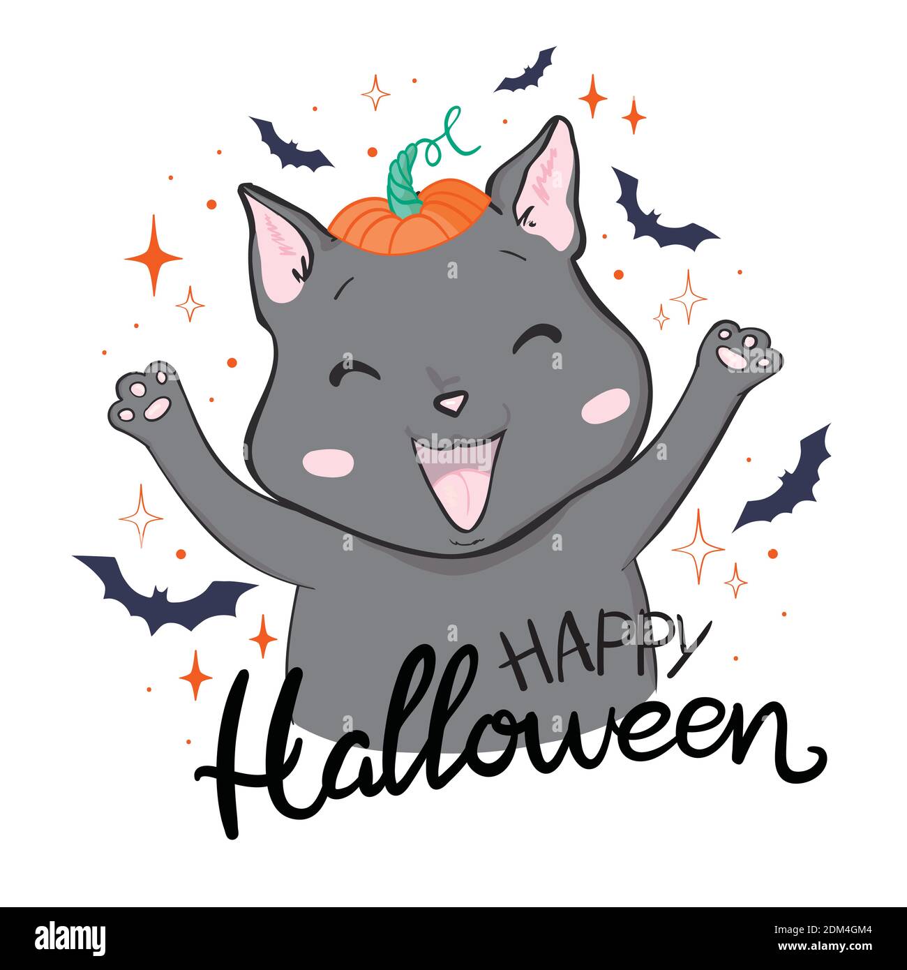 Black cat in a happy Halloween. Vector, illustration Stock Vector Image ...