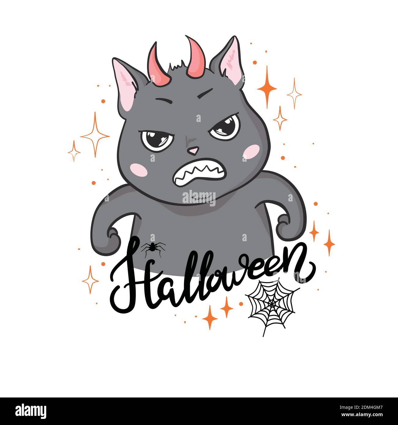 Black cat in a happy Halloween. Vector, illustration Stock Vector Image ...