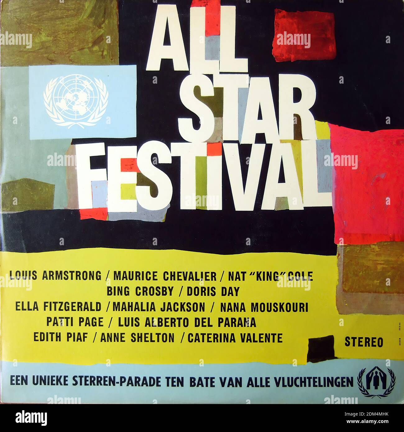 All-Star Festival - Louis Armstrong, Maurice Chevalier, Nat King Cole, Bing Crosby, Doris Day, Ella Fitzgerald, Mahalia Jackson, Nana Mouskouri, Patti Page, Luis Alberto del Parana, Edith Piaf, Anne S o Stock Photo