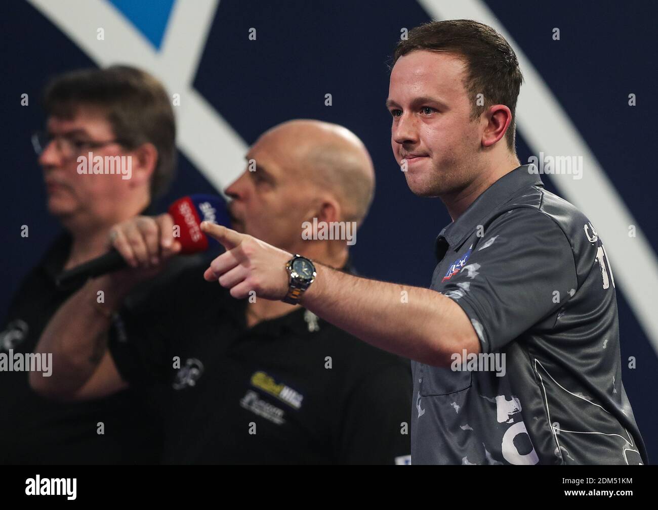 Callan Rydz celebrates during day two of the William Hill World Darts  Championship at Alexandra Palace, London Stock Photo - Alamy
