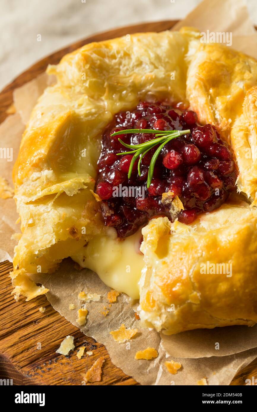 Homemade Baked Brie in Puff Pastry with Lingonberry Stock Photo Alamy