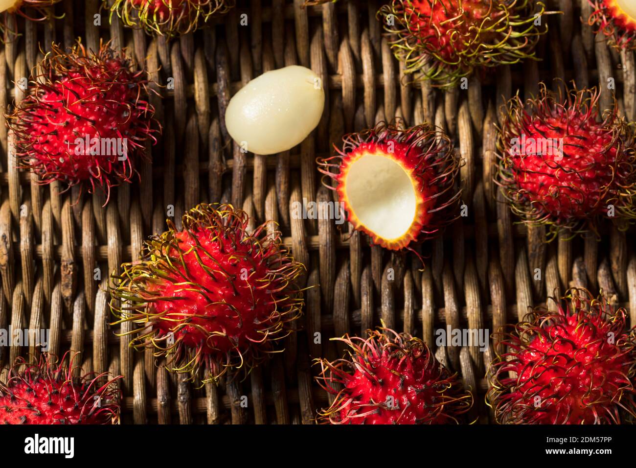 Raw Red Organic Rambutan Fruit Ready to Eat Stock Photo - Alamy