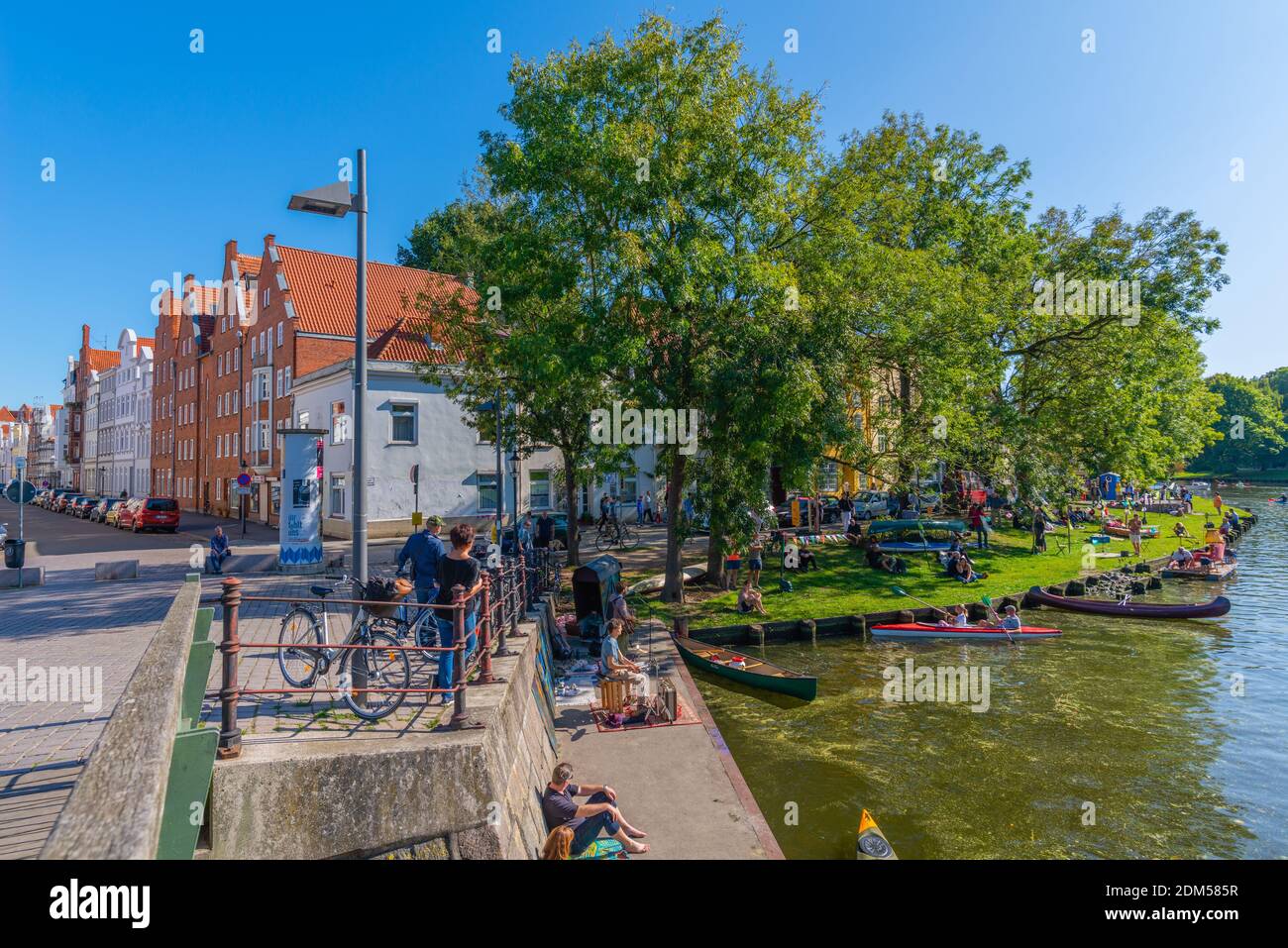 An der Obertrave, a popular street along the Trave River, Hanseatic City of Lübeck, UNESCO World Heritage, Schleswig-Holstein, North Germany, Europe Stock Photo