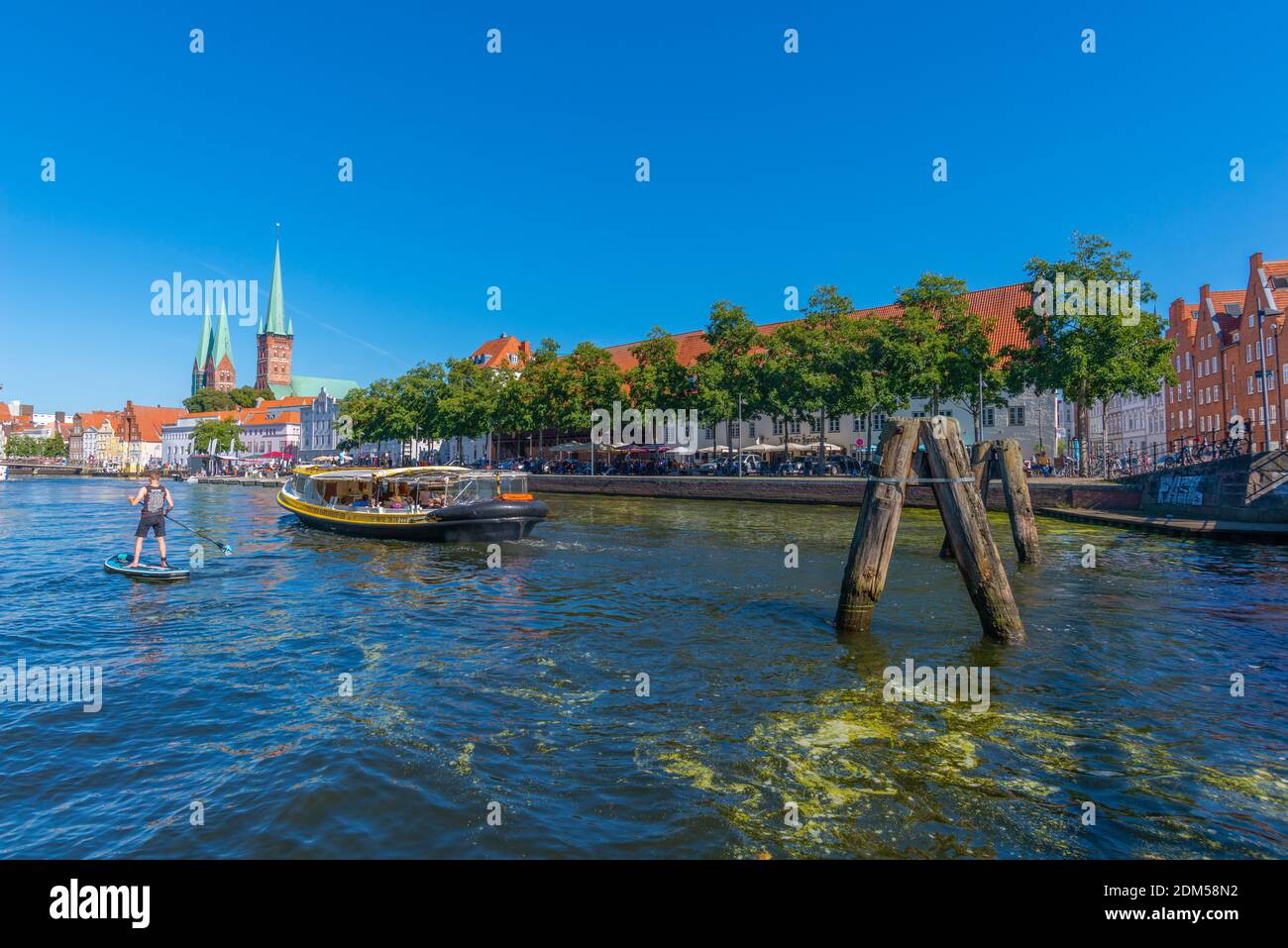 An der Obertrave, a popular street along the Trave River, Hanseatic City of Lübeck, UNESCO World Heritage, Schleswig-Holstein, North Germany, Europe Stock Photo