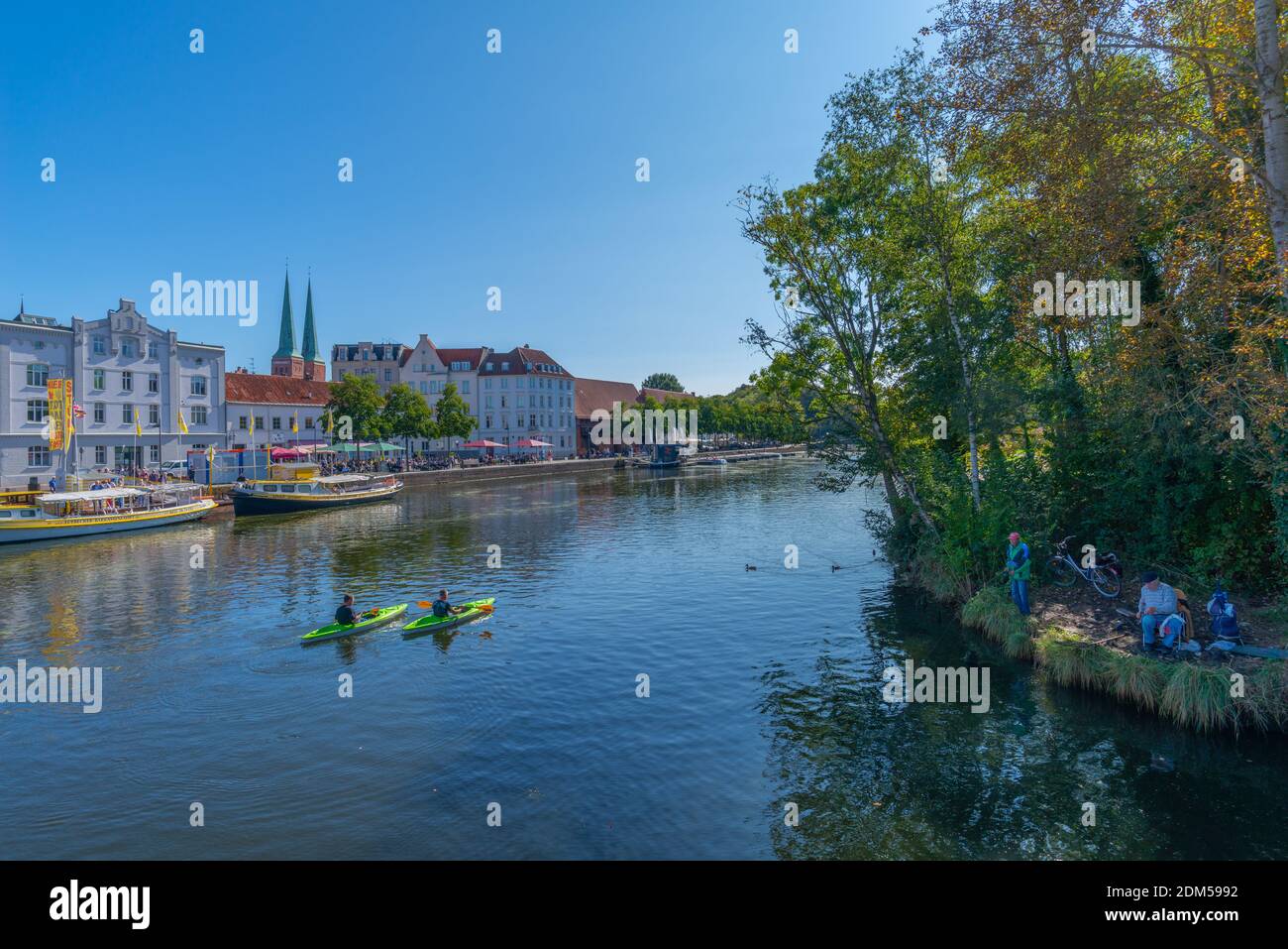 An der Obertrave, a popular street along the Trave River, Hanseatic City of Lübeck, UNESCO World Heritage, Schleswig-Holstein, North Germany, Europe Stock Photo