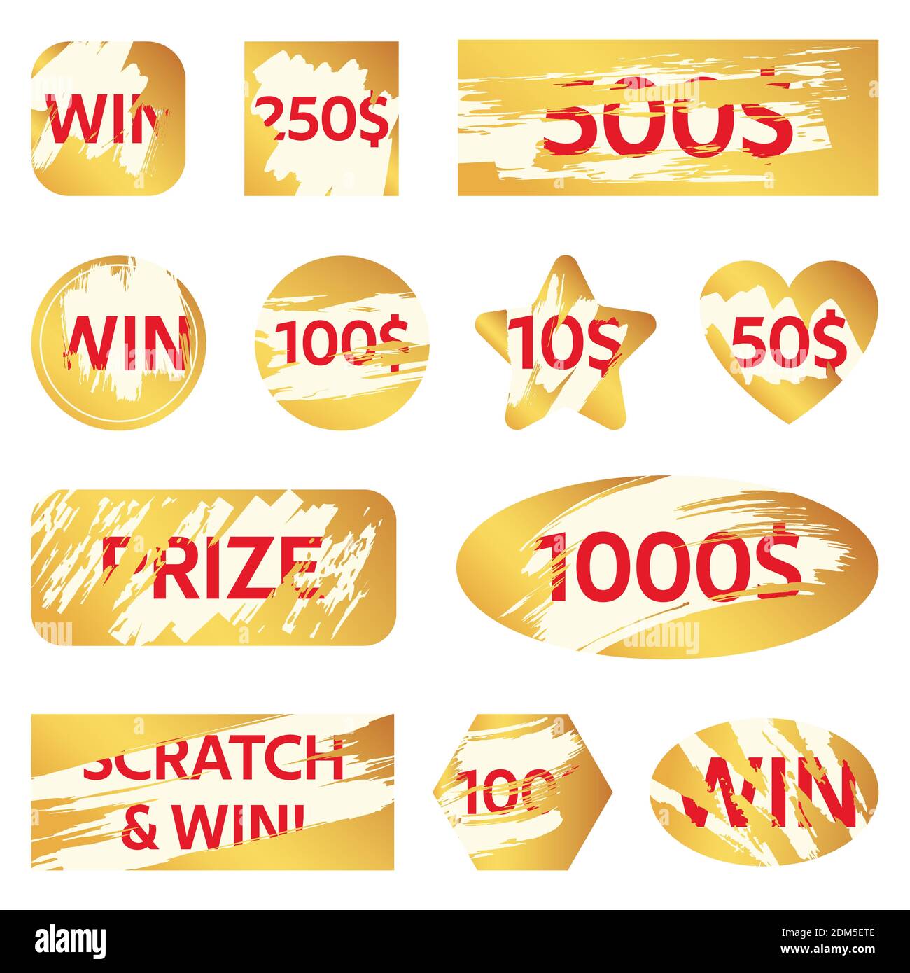 Scratch lottery card. Lottery win ticket, golden scratch cards for