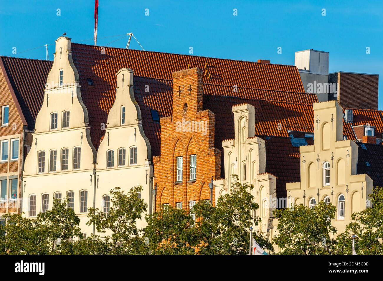 An der Obertrave, a popular street along the Trave River, Hanseatic City of Lübeck, UNESCO World Heritage, Schleswig-Holstein, North Germany, Europe Stock Photo