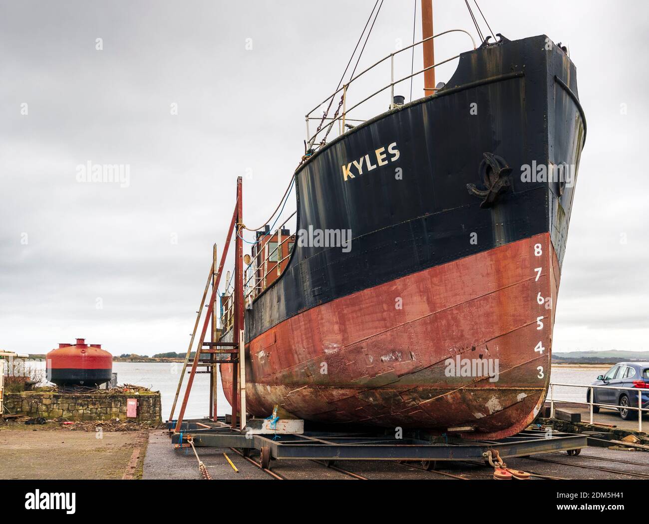 metal hull of the MV Kyle, a Clyde coaster cargo ship built in 1872 and