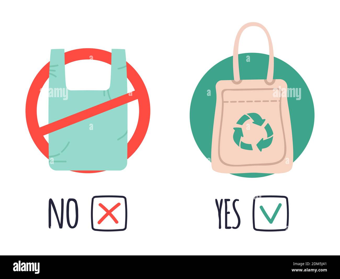 Plastic and eco bags. Pollution polythene problem, say no to plastic bags,  stop using cellophane bag. No plastic concept vector illustrations Stock  Vector Image & Art - Alamy