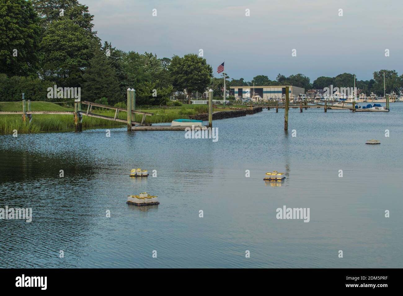 Roughly 18 miles from Providence RI,  Wickford a beautiful small town with charm, shopping, restaurants, quaint homes, marinas and views of Narraganse Stock Photo