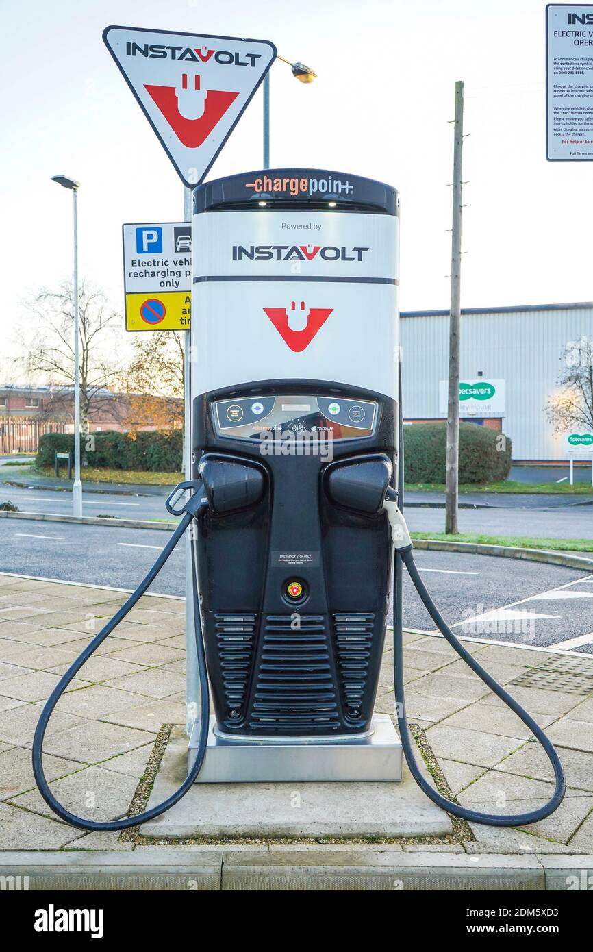 InstaVolt electric car, electric vehicle (EV) rapid charge point, UK. Stock Photo
