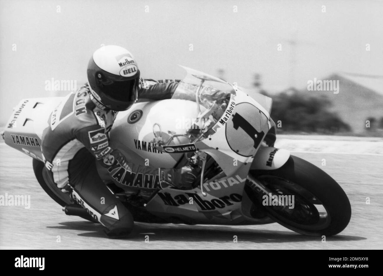 Eddie Lawson (USA),Yamaha 500, Spain GP moto 500 1985, Jarama Stock Photo