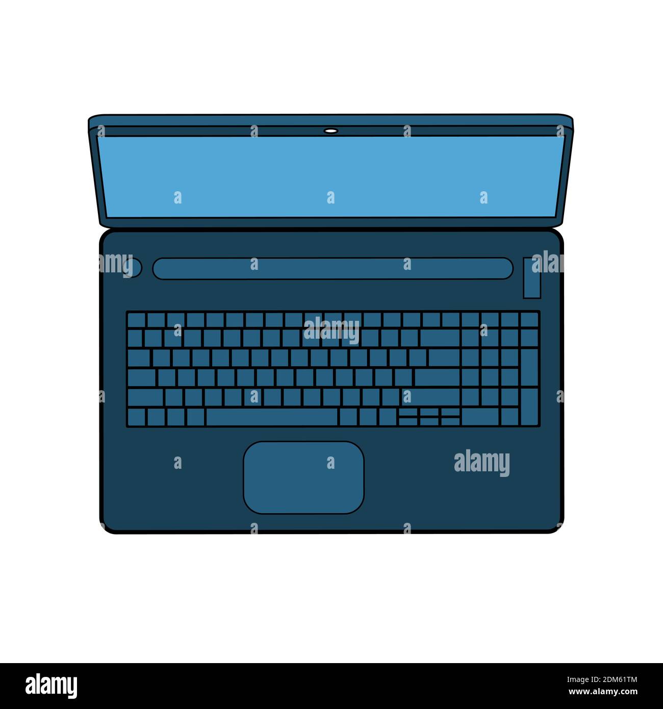 Laptop on a white background. Computer keyboard top view. Vector isolated illustration. Stock Vector